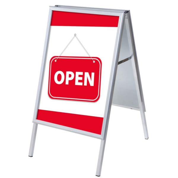 8596052145834 - Kundenstopper Open ZPA1G32MEI221 Din A1 Din A1 mit Vordruck-Poster silber 8596052145834 Showdown Displays