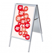 Kundenstopper Rabatt ZPA1G32MEI226, Din A1, Din A1, mit Vordruck-Poster, silber