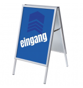 Kundenstopper Eingang ZPA1G32MEI269, Din A1, Din A1, mit Vordruck-Poster, silber
