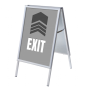 Kundenstopper Exit ZPA1G32MEI276, Din A1, Din A1, mit Vordruck-Poster, silber