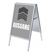 Kundenstopper Ausgang ZPA1G32MEI278, Din A1, Din A1, mit Vordruck-Poster, silber