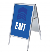 Kundenstopper Exit ZPA1G32MEI280, Din A1, Din A1, mit Vordruck-Poster, silber