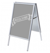 Kundenstopper Welcome ZPA1G32MEI292, Din A1, Din A1, mit Vordruck-Poster, silber