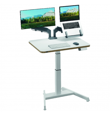 Schreibtisch Ergo, elektrisch höhenverstellbar, 65-130cm (H), 80x60cm (BxT), rechteckig, weiß / weiß