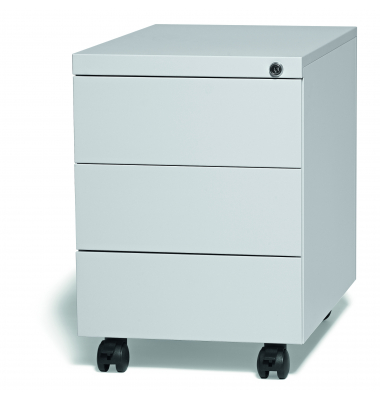 Rollcontainer 820201781 BASE L, lichtgrau, 3 Schubladen, Stahl, pulverbeschichtet, abschlie&szlig;bar