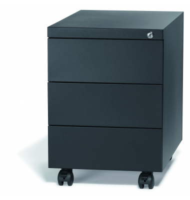 Rollcontainer 820201891 BASE L, anthrazit, 3 Schubladen, Stahl, pulverbeschichtet, abschlie&szlig;bar