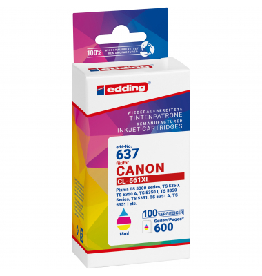 Druckerpatrone EDD-637 18-637 (Canon EDD-637), color (cyan/magenta/gelb), ca. 600 Seiten