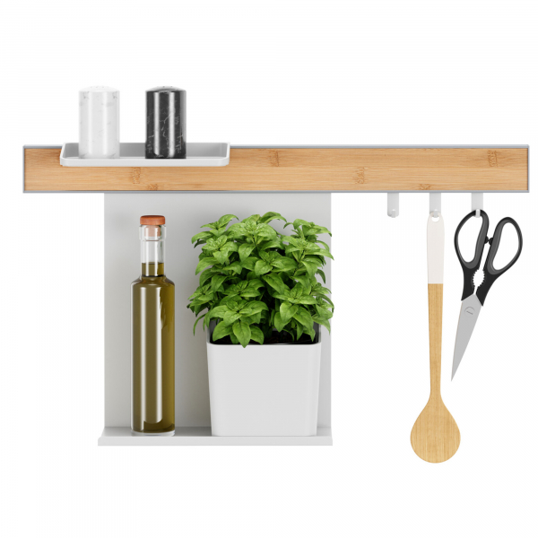 4063565272745 - tesa® Küchenorganizer Kombi-Set S Reling-System weiß PowerKit bis 10 kg L 150 x B 600 x H 340 mm