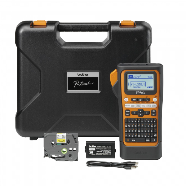 4977766834063 - Etikettendrucker P-Touch PT-E310BTVP monochromer Thermotransferdruck 180 x 128 dpi 20 mm s Bluetooth USB inkl Zubehör orange-schwarz