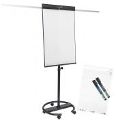 Flipchart SKETCH PRO round base, 7-153610, 105x68cm, wei&szlig;, mit Rollen, mit 2 Seitenarmen