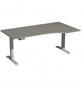 Schreibtisch Elevate Plus, elektrisch h&ouml;henverstellbar, 63-128cm (H), 180x100cm (BxT), Freiform, onyx / silber