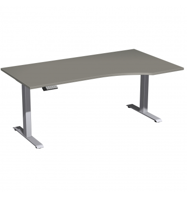 Schreibtisch Elevate Plus, elektrisch h&ouml;henverstellbar, 63-128cm (H), 180x100cm (BxT), Freiform, onyx / silber