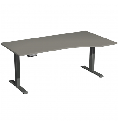 Schreibtisch Elevate Plus, elektrisch h&ouml;henverstellbar, 63-128cm (H), 180x100cm (BxT), Freiform, onyx / anthrazit