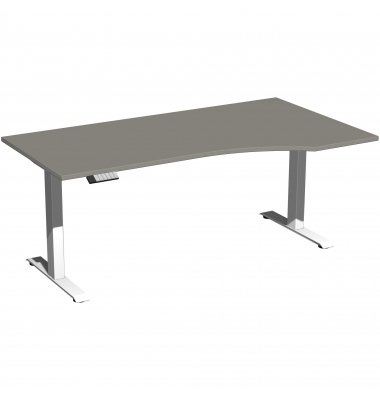 Schreibtisch Elevate Plus, elektrisch h&ouml;henverstellbar, 63-128cm (H), 180x100cm (BxT), Freiform, onyx / wei&szlig;