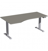 Schreibtisch Elevate Plus, elektrisch h&ouml;henverstellbar, 63-128cm (H), 180x100cm (BxT), Freiform, onyx / silber