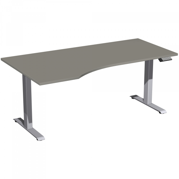4038933546209 - Schreibtisch Elevate Plus N-08K1812-OS elektrisch höhenverstellbar 63-128cm (H) 180x100cm (BxT) Freiform onyx   silber 4038