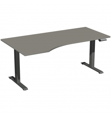 Schreibtisch Elevate Plus, elektrisch h&ouml;henverstellbar, 63-128cm (H), 180x100cm (BxT), Freiform, onyx / anthrazit