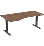 Schreibtisch Elevate Plus, elektrisch h&ouml;henverstellbar, 63-128cm (H), 180x100cm (BxT), Freiform, nussbaum / anthrazit