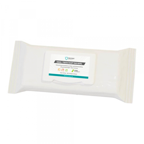 4059904154117 - Nitras PROTECTASEPT Duo Wipes Desinfektionstücher Gebrauchsfertige Desinfektionstücher für Hände und Fläche 1 Packung = 48 Tücher 4059904154117 - Nitras PROTECTASEPT Duo Wipes Desinfektionstücher Gebrauchsfertige Desinfektionstücher für Hände und Fläche 1 Packung = 48 Tücher