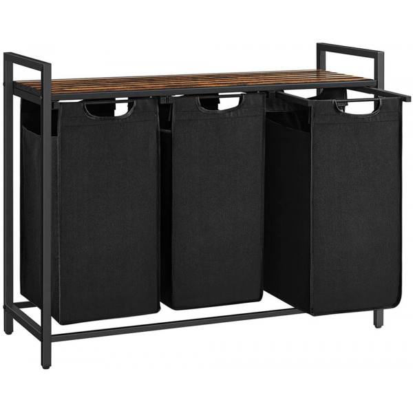 0194343032559 - Songmics - vasagle Wäschekorb 3 Fächer Wäschesammler mit Ablage Wäschebox Wäschesack aus Oxford-Gewebe ausziehbar abnehmbar Metallrahmen 3 x 38 0194343032559 - Songmics - vasagle Wäschekorb 3 Fächer Wäschesammler mit Ablage Wäschebox Wäschesack aus Oxford-Gewebe ausziehbar abnehmbar Metallrahmen 3 x 38