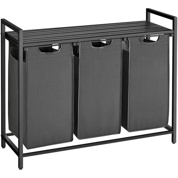 0194343042602 - Songmics - vasagle Wäschekorb 3 Fächer Wäschesammler mit Ablage Wäschebox Wäschesack aus Oxford-Gewebe ausziehbar abnehmbar Metallrahmen 3 x 38 0194343042602 - Songmics - vasagle Wäschekorb 3 Fächer Wäschesammler mit Ablage Wäschebox Wäschesack aus Oxford-Gewebe ausziehbar abnehmbar Metallrahmen 3 x 38