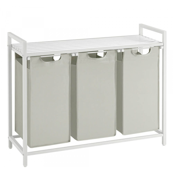 0194343042619 - VASAGLE Wäschekorb 3 Fächer Wäschesammler mit Ablage Wäschebox Wäschesack aus Oxford-Gewebe ausziehbar abnehmbar Metallrahmen 3 x 38 L 925 x 0194343042619 - VASAGLE Wäschekorb 3 Fächer Wäschesammler mit Ablage Wäschebox Wäschesack aus Oxford-Gewebe ausziehbar abnehmbar Metallrahmen 3 x 38 L 925 x