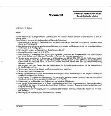 Einheitsvollmacht V118 100St