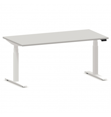 Schreibtisch eModel 2.0, elektrisch höhenverstellbar, 64-130cm (H), 180x100cm (BxT), rechteckig, platinum / weiß