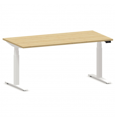 Schreibtisch eModel 2.0, elektrisch höhenverstellbar, 64-130cm (H), 180x100cm (BxT), rechteckig, buche / weiß