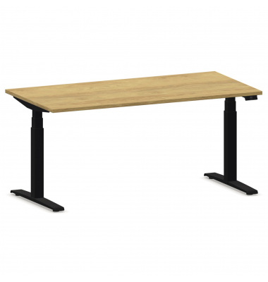 Schreibtisch eModel 2.0, elektrisch höhenverstellbar, 64-130cm (H), 180x100cm (BxT), rechteckig, hickory / jet schwarz