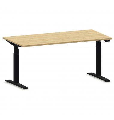 Schreibtisch eModel 2.0, elektrisch höhenverstellbar, 64-130cm (H), 180x100cm (BxT), rechteckig, buche / jet schwarz