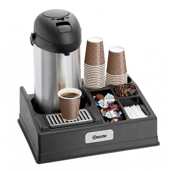 4015613656861 - 1190 Kaffeestation schwarz Für eine Isolierkanne 5 Staufächer für Becher Löffel Milch und Zucker Maße 440 x 340 x 145 mm 4015613656861 - 1190 Kaffeestation schwarz Für eine Isolierkanne 5 Staufächer für Becher Löffel Milch und Zucker Maße 440 x 340 x 145 mm