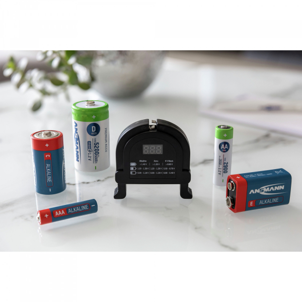 4013674000005 - Universal Akku- und Batterietester für AAA AA Baby C Mono D E-Block (9V) - Ansmann