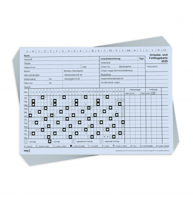 Urlaubs- und Fehltagekarten 2900/25-10, A5 quer, 2025