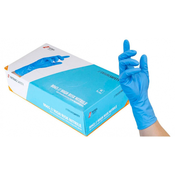 4059904188952 - Einweghandschuhe HIGH RISK NITRILE 8065-L lebensmittelecht blau Größe L 9 Nitril 4059904188952 50 Stück 4059904188952 - Einweghandschuhe HIGH RISK NITRILE 8065-L lebensmittelecht blau Größe L 9 Nitril 4059904188952 50 Stück