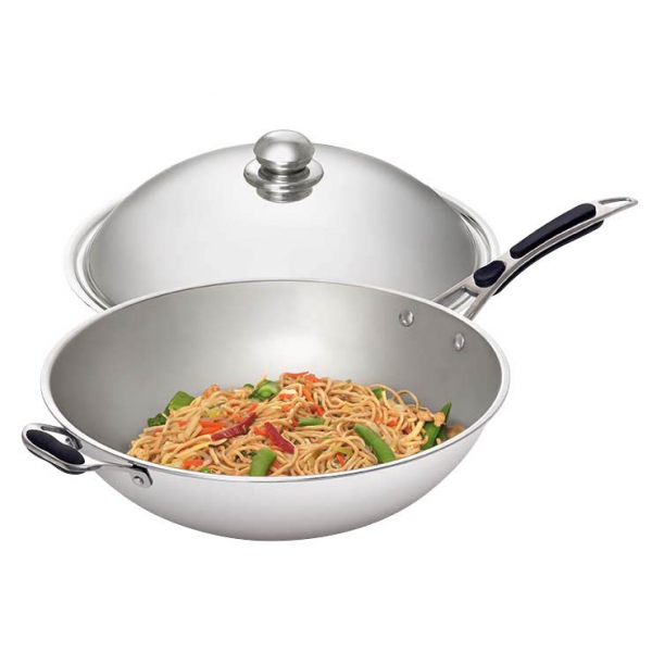 4015613525075 - W360R Wokpfanne 6 Liter Chinapfanne aus Edelstahl mit hitzebeständigen Griffen Maße 640 x 360 x 220 mm 4015613525075 - W360R Wokpfanne 6 Liter Chinapfanne aus Edelstahl mit hitzebeständigen Griffen Maße 640 x 360 x 220 mm
