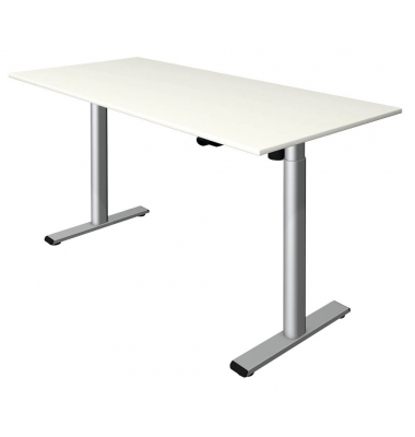 Schreibtisch Move 1 base, elektrisch höhenverstellbar, 73-123cm (H), 160x80cm (BxT), rechteckig, weiß / silber