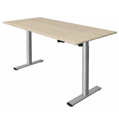 Schreibtisch Move 1 base, elektrisch höhenverstellbar, 73-123cm (H), 160x80cm (BxT), rechteckig, ahorn / silber