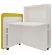 Sekretär FLATup 4260743069221, 126cm (H), 107x41,5-91cm (BxT), rechteckig, weiß / diamantweiß