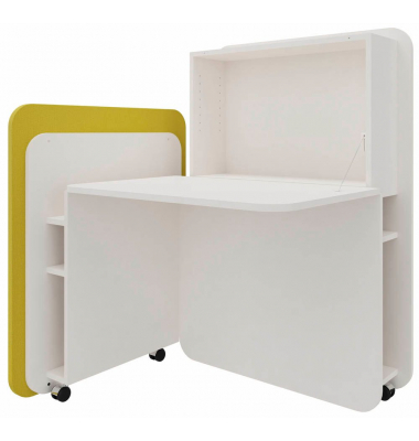 Sekretär FLATup 4260743069221, 126cm (H), 107x41,5-91cm (BxT), rechteckig, weiß / diamantweiß