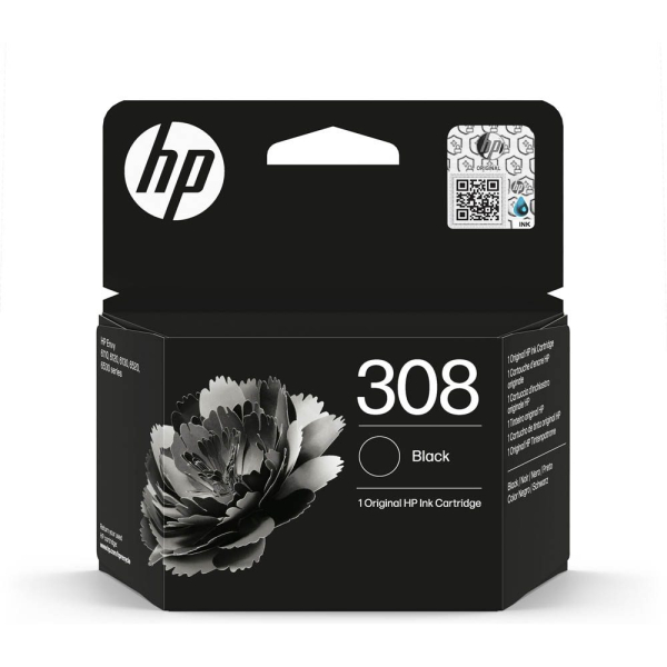 HP 308 Schwarz, Original Druckerpatrone | Tinte für HP Envy 6110, 6120, 6130, 6520, 6530 ,HP DeskJet 2910, 2920, 4310, 4320, 4330, ~160 Seiten (7FP21UE)