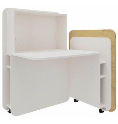Sekretär FLATup 4260743068934, 126cm (H), 107x41,5-91cm (BxT), rechteckig, weiß / diamantweiß