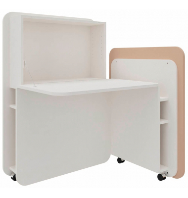 Sekretär FLATup 4260743068941, 126cm (H), 107x41,5-91cm (BxT), rechteckig, weiß / diamantweiß