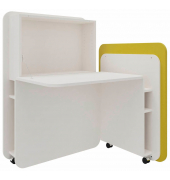 Sekretär FLATup 4260743068958, 126cm (H), 107x41,5-91cm (BxT), rechteckig, weiß / diamantweiß
