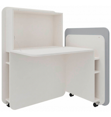Sekretär FLATup 4260743068972, 126cm (H), 107x41,5-91cm (BxT), rechteckig, weiß / diamantweiß