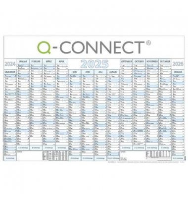 Wandplaner 0,  XL Q-CONNECT, 14 Monate / 1 Seite, 70,7x100cm  (70x100cm), 2025