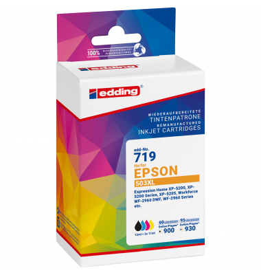 Druckerpatrone EDD-719 18-719 (Epson EDD-719), schwarz/cyan/magenta/gelb, ca. 1x 900 Seiten schwarz, ca. 3 x 930 Seiten farbig