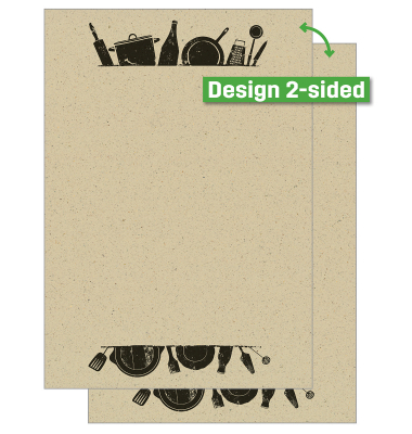 Motivpapier DP617, beige/schwarz, Kochutensilien, A4, 100g