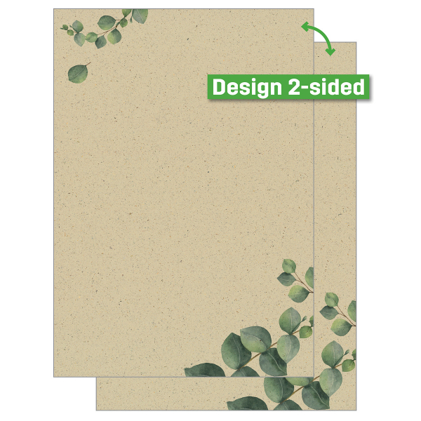 7 Stück Sigel Briefpapier DP615, grün/braun, Eukalyptuszweige, A4, 100g 4004360785436 Sigel