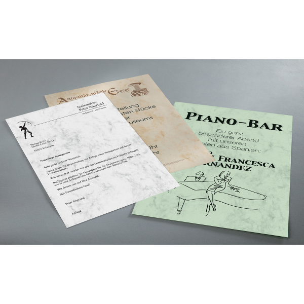 3 Stück Sigel Briefpapier T1227, sandbraun/pastellgrün/grau, marmoriert, A4, 90g 4004360785696 Sigel